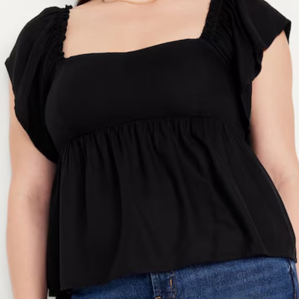 Black Flutter Sleeve Top